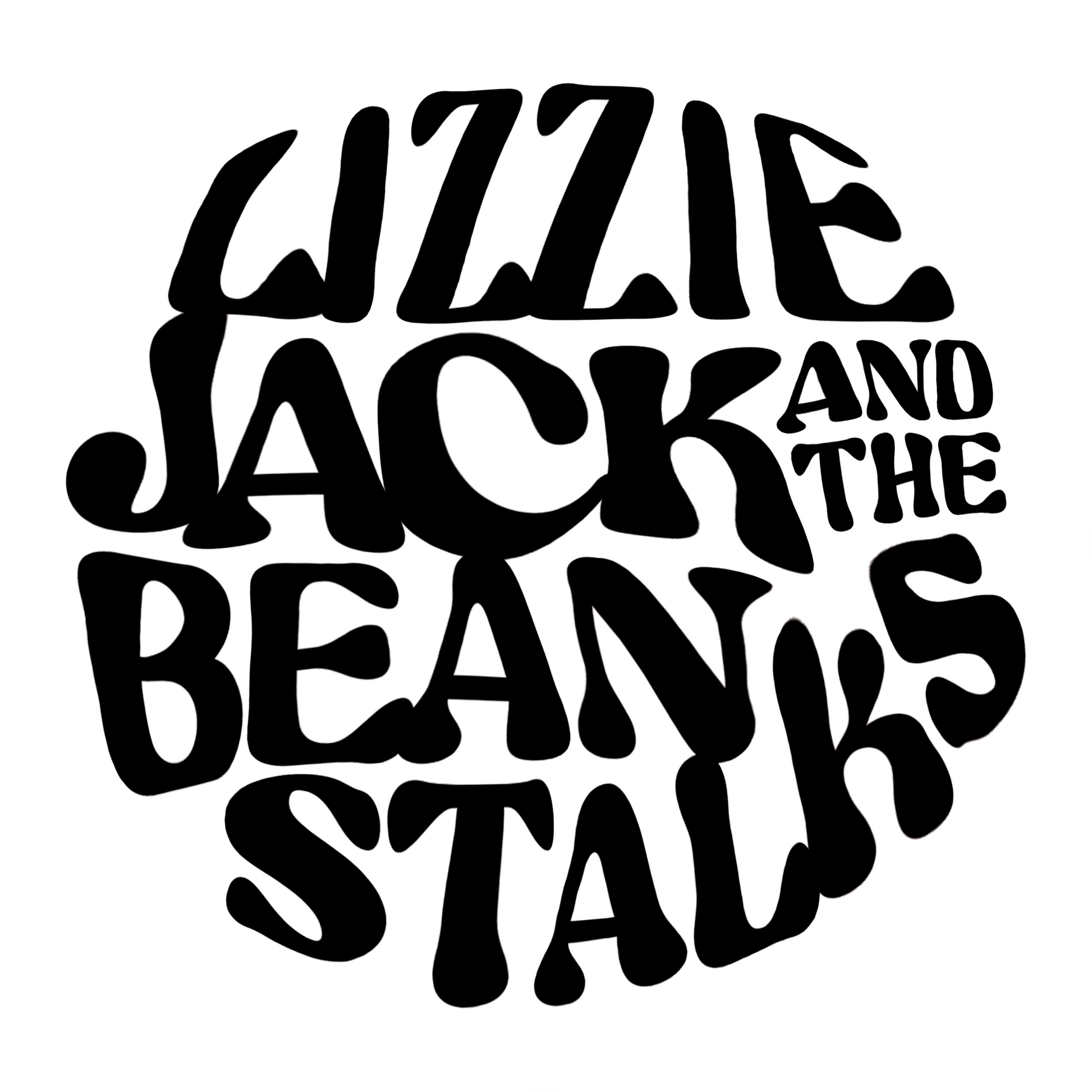 Black text 'Lizzie Jack and the Beanstalks' on a white background