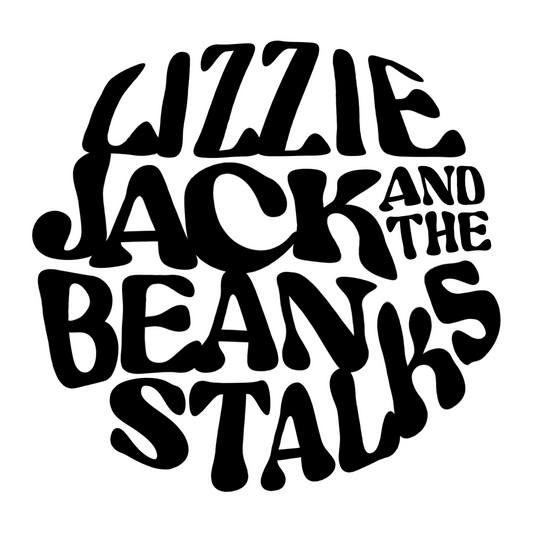 Black text 'Lizzie Jack and the Beanstalks' on a white background