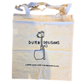 Tote bag with 'Dumb Decisions' design and text on a tie-dye background